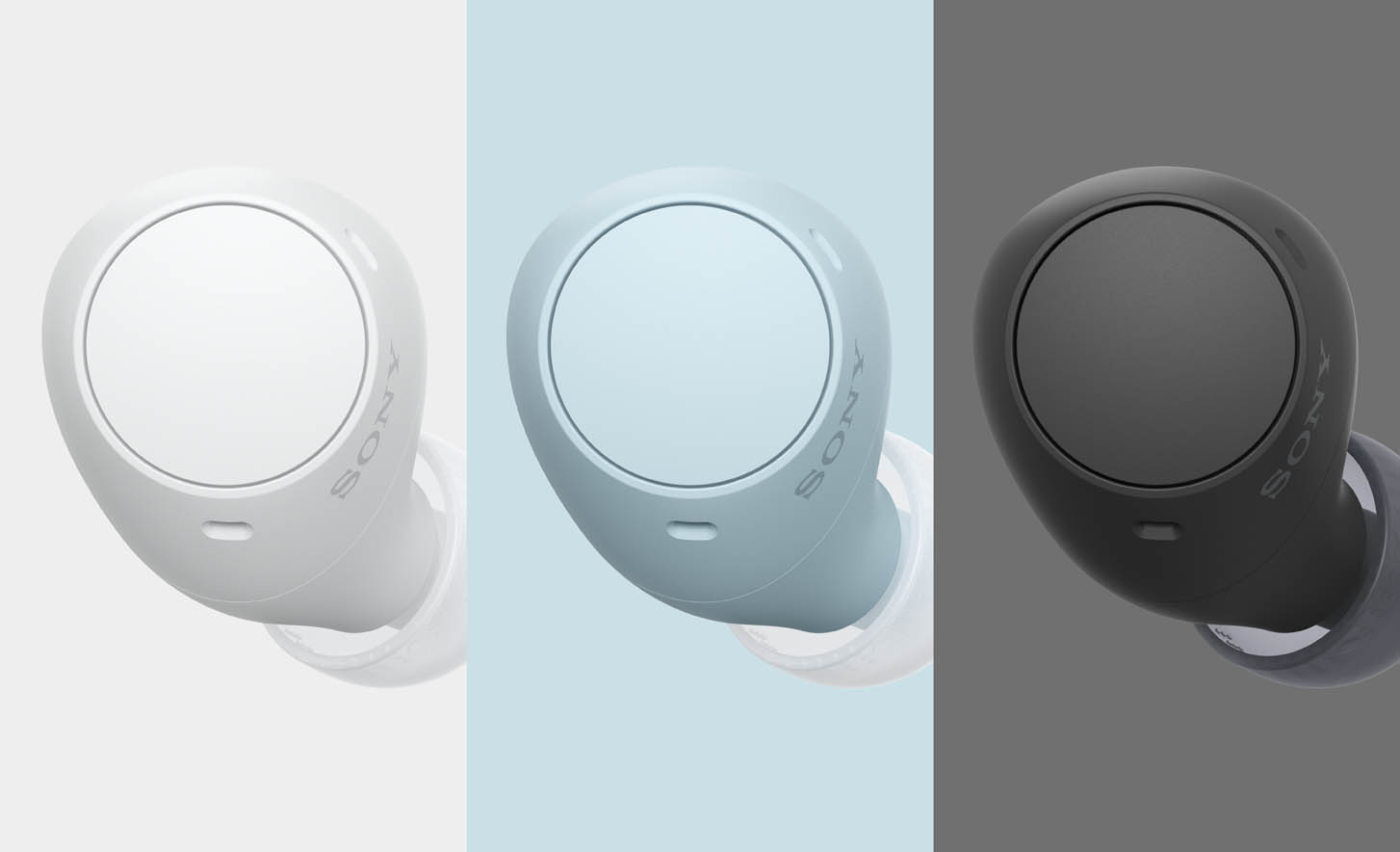 Чотири знімки навушників WF-C510 у різних кольорах