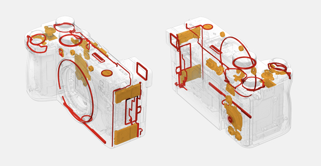 Ілюстрація, на якій показано розміщення ущільнювачів для захисту від пилу й вологи