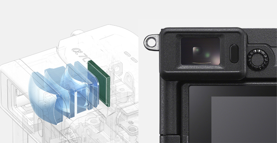 Зображення видошукача та його внутрішньої частини великим планом