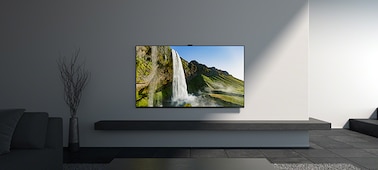 Телевізор BRAVIA з BRAVIA CAM на тумбі у вітальні